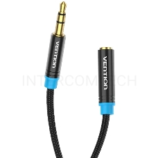 Кабель-удлинитель Vention аудио Jack 3,5 mm M/Jack 3,5 mm F - 1 м Тканевая оплетка VAB-B06-B100-M