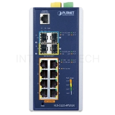 Коммутатор PLANET IP30 Industrial L2+/L4 8-Port 1000T 802.3at PoE+ 2-port 100/1000X SFP + 2-port 10G SFP+ Full Managed Switch (-40 to 75 C, dual redundant power input on 48~56VDC terminal block, DIDO)