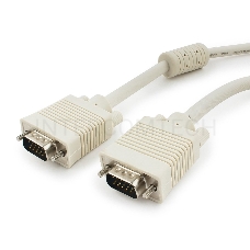 Кабель Gembird/Cablexpert CC-PPVGA-10, Кабель VGA Premium  15M/15M, 3.0м, белый, тройной экран, феррит.кольца