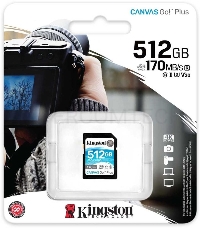 Флеш карта SD 512GB Kingston SDXC Class 10 UHS-I U3 V30 Canvas Go Plus 170MB/s