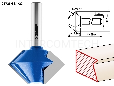 Фреза ЗУБР 28725-38.1-22  кромочная конусная d= 38.1мм дл.-17.1мм 22.5 градусов хв.-8мм