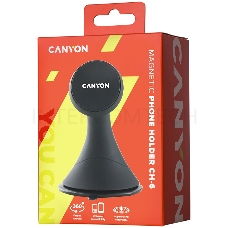 Автодержатель для смартфона на панели приборов и ветровом стекле Canyon Car Holder for Smartphones,magnetic suction function ,with 2 plates(rectangle/circle), black ,97*67.5*107mm 0.068kg