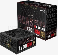 Блок питания Aerocool ATX 1200W KCAS PLUS 1200GM V2 (24+8+4+4pin) APFC 140mm fan 10xSATA Cab Manag RTL