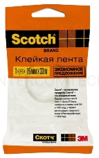 Клейкая лента канцелярская 3M Scotch Эконом 500-1533 7000039516 прозрачная шир.15мм дл.33м