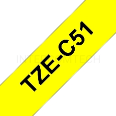 Наклейка ламинированная TZ-EC51 (24 мм черн/желтая флюоресцентная лента)