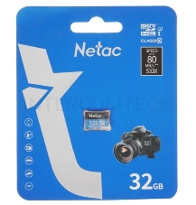 Флеш карта microSDHC 32GB Netac P500 <NT02P500STN-032G-S>  (без SD адаптера) 80MB/s