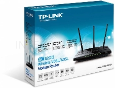 Беспроводный двухдиапазонный  TP-Link маршрутизатор с VDSL/ADSL модемом SOHO Archer VR400, 867 Мбит/с + 300 Мбит/с, VDSL2/ADSL2+, Annex A, 4 порта 100 Мбит/с, 1 порт WAN 1000 Мбит/с, 1 порт USB 2.0