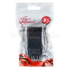 Адаптер питания Cablexpert MP3A-PC-17, QC 3.0, 100/220V - 1 USB порт 5/9/12V, черный