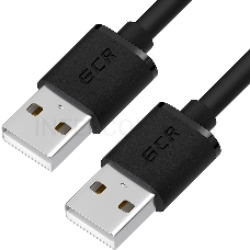 GCR Кабель 1.8m USB AM/AM, черный, 28/28 AWG, экран, армированный, морозостойкий