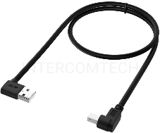 Кабель Greenconnect 0.5m USB 2.0, AM угловой/BM угловой, черный, 28/28 AWG, экран, армированный, морозостойкий, GCR-AUPC5AM-BB2S-0.5m