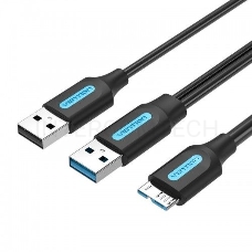 Кабель Vention USB 3.0 AM/micro B, USB 2.0 AM - 1м