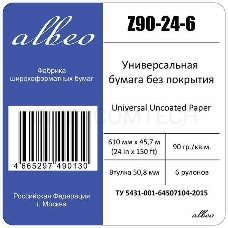 Бумага Albeo InkJet Paper, для плоттеров, универсальная, в рулонах, втулка 50,8 мм, белизна 146%, ширина рулона/длина/плотность Мультипак, 6 рулонов (