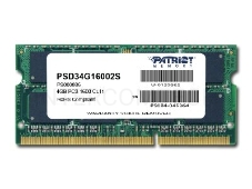 Память Patriot SL 4Gb DDR3 1600MHz  SO-DIMM PSD34G16002S RTL 1*4GB PC3-12800 CL11  204-pin 1.5В