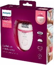 Эпилятор Philips BRE285/00 скор.:2 насад.:5 от электр.сети белый/розовый