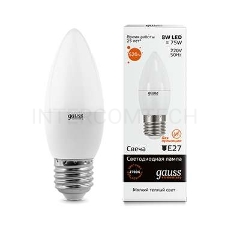 Лампа светодиодная LED Elementary Candle E27 8Вт 3000К Gauss 33218