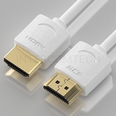 Кабель GCR SLIM 0.2m HDMI 2.0, белый, OD3.8mm, HDR 4:2:2, Ultra HD, 4K 60 fps 60Hz, 3D, AUDIO, 18.0 Гбит/с, 30/30 AWG, GCR-53211