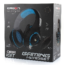 Гарнитура CROWN CMGH-101T Black&blue (Подключение jack 3.5мм 4pin+ адаптер 2*jack spk+mic,Частотныи? диапазон: 20Гц-20,000 Гц ,Кабель 2.1м,Размер D 250мм, регулировка громкости, микрофон на ножке)