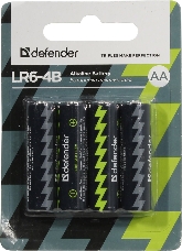 Батарейка DEFENDER BATTERY ALKALINE AA 1.5V/LR6-4B 4PCS 56012