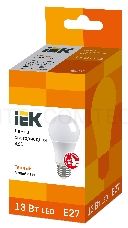 Лампа Iek LLE-A60-13-230-30-E27 светодиодная ECO A60 шар 13Вт 230В 3000К E27 IEK