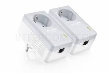 Сетевой адаптер TP-Link TL-PA4010PKIT AV600 Powerline  Adapter with AC Pass Through Starter Kit, Ultra Compact Size, 500Mbps Powerline Datarate,  10/100Mbps Fast Ethernet, HomePlug AV, Green Powerline,  Plug and Play
