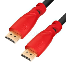 Кабель GCR 0.5m HDMI версия 1.4, черный, красные коннекторы, OD7.3mm, 30/30 AWG, позолоченные контакты, Ethernet 10.2 Гбит/с, 3D, 4K GCR-HM350-0.5m, экран