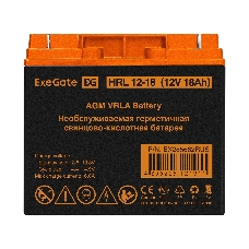 Аккумуляторная батарея ExeGate EX285662RUS HRL 12-18 (12V 18Ah, клеммы F3 (болт М5 с гайкой))