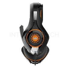 Гарнитура игровая CROWN CMGH-101T Black&orange (Подключение jack 3.5мм 4pin+ адаптер 2*jack spk+mic,Частотный диапазон: 20Гц-20,000 Гц ,Кабель 2.1м,Размер D 250мм, регулировка громкости, микрофон на ножке)