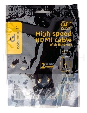 Кабель HDMI Cablexpert CCF2-HDMI4-1M, 1м, v2.0, 19M/19M, черный, позол.разъемы, экран, 2 ферр кольца, пакет