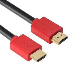 Кабель GCR 1.0m HDMI версия 1.4, черный, красные коннекторы, OD7.3mm, 30/30 AWG, позолоченные контакты, Ethernet 10.2 Гбит/с, 3D, 4K GCR-HM450-1.0m, экран