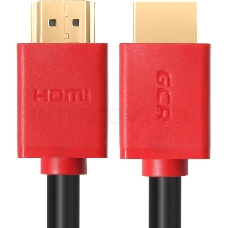 Кабель GCR 1.0m HDMI версия 1.4, черный, красные коннекторы, OD7.3mm, 30/30 AWG, позолоченные контакты, Ethernet 10.2 Гбит/с, 3D, 4K GCR-HM450-1.0m, экран