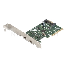 Контроллер ExeGate EXE-313 PCI-Ex4, 2*USB3.1 Type-C ext, разъем доп.питания (OEM)