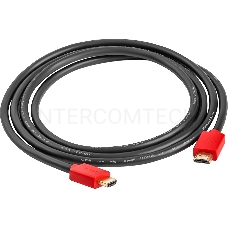 Кабель GCR 1.0m HDMI версия 1.4, черный, красные коннекторы, OD7.3mm, 30/30 AWG, позолоченные контакты, Ethernet 10.2 Гбит/с, 3D, 4K GCR-HM450-1.0m, экран