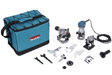 Фрезеры Makita RT0700CX2 Фрезер кромочный,{710Вт,10000-30000об\м,цанга-6-8мм,1.8кг,сум,прям направляющая,погруж и накл подошвы}