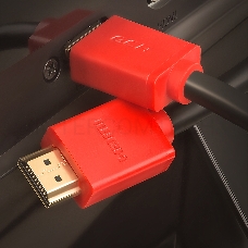 Кабель GCR 1.0m HDMI версия 1.4, черный, красные коннекторы, OD7.3mm, 30/30 AWG, позолоченные контакты, Ethernet 10.2 Гбит/с, 3D, 4K GCR-HM450-1.0m, экран