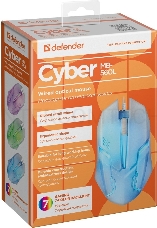 Мышь проводная Defender Cyber MB-560L [52561] {, 7 цветов, 3 кнопки,1200dpi, белый}