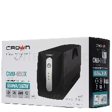 Источник бесперебойного питания Crown CMU-650X (600ВА/300 Вт; Off-Line; 1хEuro+1хIEC-320 резервным питанием и фильтрацией; 12V/7AH х 1; пластик)