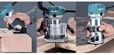 Фрезеры Makita RT0700CX2 Фрезер кромочный,{710Вт,10000-30000об\м,цанга-6-8мм,1.8кг,сум,прям направляющая,погруж и накл подошвы}