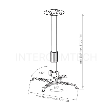 Крепление потолочное Kromax  PROJECTOR-300 серый для проектора, 2 ст свободы, наклон 30°, вращение на 360°, от потолка 650-1100 мм, нагрузка до 10 кг