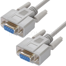 Кабель Greenconnect 0.5m 0-модемный COM линковочный, DB9/DB9  9F/9F, серый, 30 AWG, GCR-DB901-0.5m