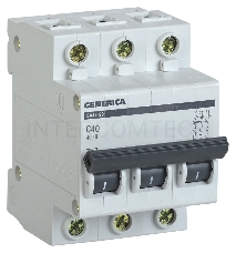 Выключатель автоматический  Iek MVA25-3-040-C  ВА47-29 3Р 40А 4,5кА х-ка С GENERICA