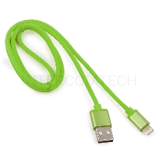 Кабель Cablexpert для Apple CC-S-APUSB01Gn-1M, AM/Lightning, серия Silver, длина 1м, зеленый, блистер 