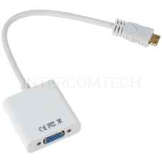 Кабель-адаптер ORIENT C050W,  HDMI M -> VGA 15F, для подкл.монитора/проектора к выходу HDMI, длина 0.2 метра, белый