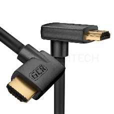 Кабель GCR GCR-52316 2.0m HDMI 2.0, M правый угол /M верхний угол, черный, HDR 4:2:2, Ultra HD, 4K 60 fps 60Hz/5K*30Hz, 3D, AUDIO, 18.0 Гбит/с, 28/28 AWG