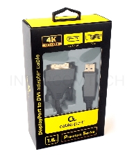 Кабель DisplayPort->DVI Cablexpert CC-DPM-DVIM-4K-6, 4K, 1.8м, 20M/25M, нейлоновая оплетка, метал. разъемы, пакет