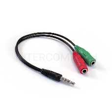 Кабель аудио ExeGate EX284944RUS EX-CCA-417-0.2 (3.5mm Jack M 4pin/3.5mm Jack F Stereo+ 3.5mm Jack F микрофон, 0,2м)