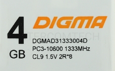 Память Digma 4Gb DDR3 1333MHz DGMAD31333004D RTL PC3-10600 CL9 DIMM 240-pin 1.5В dual rank