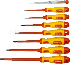 Набор KRAFTOOL PROFI X-Drive: Высоковольтные отвертки, SL: 2,5, 4; 5,5; 6,5, PH: № 0, 1, 2, пробник, до 1000В [250088-H8]
