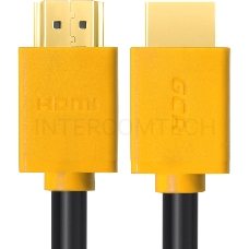 Кабель GCR 1.0m HDMI версия 1.4, черный, желтые коннекторы, OD7.3mm, 30/30 AWG, позолоченные контакты, Ethernet 10.2 Гбит/с, 3D, 4K GCR-HM440-1.0m, экран