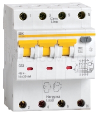 Выключатель автоматический дифференциального тока 4п (3P+N) C 10А 30мА тип A 6кА АВДТ-34 ИЭК MAD22-6-010-C-30