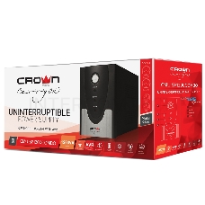 Источник бесперебойного питания CROWN 1200VA/720W, металл, 2x12V/9AH, розетки 2*IEC + 2*EURO, трансформатор AVR 145-280V, съёмный кабель 1.2м, фильтр телефонной и ethernet линии RJ11/45, защита батареи, от перегрузки, от КЗ, ПО